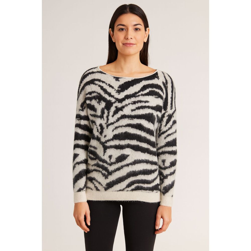 MAJE Angora Zebra Print Sweater Sz 1 (Small)